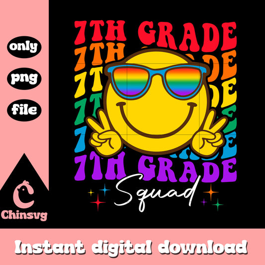 7th grade squad smiley face design png, welcome back to school png