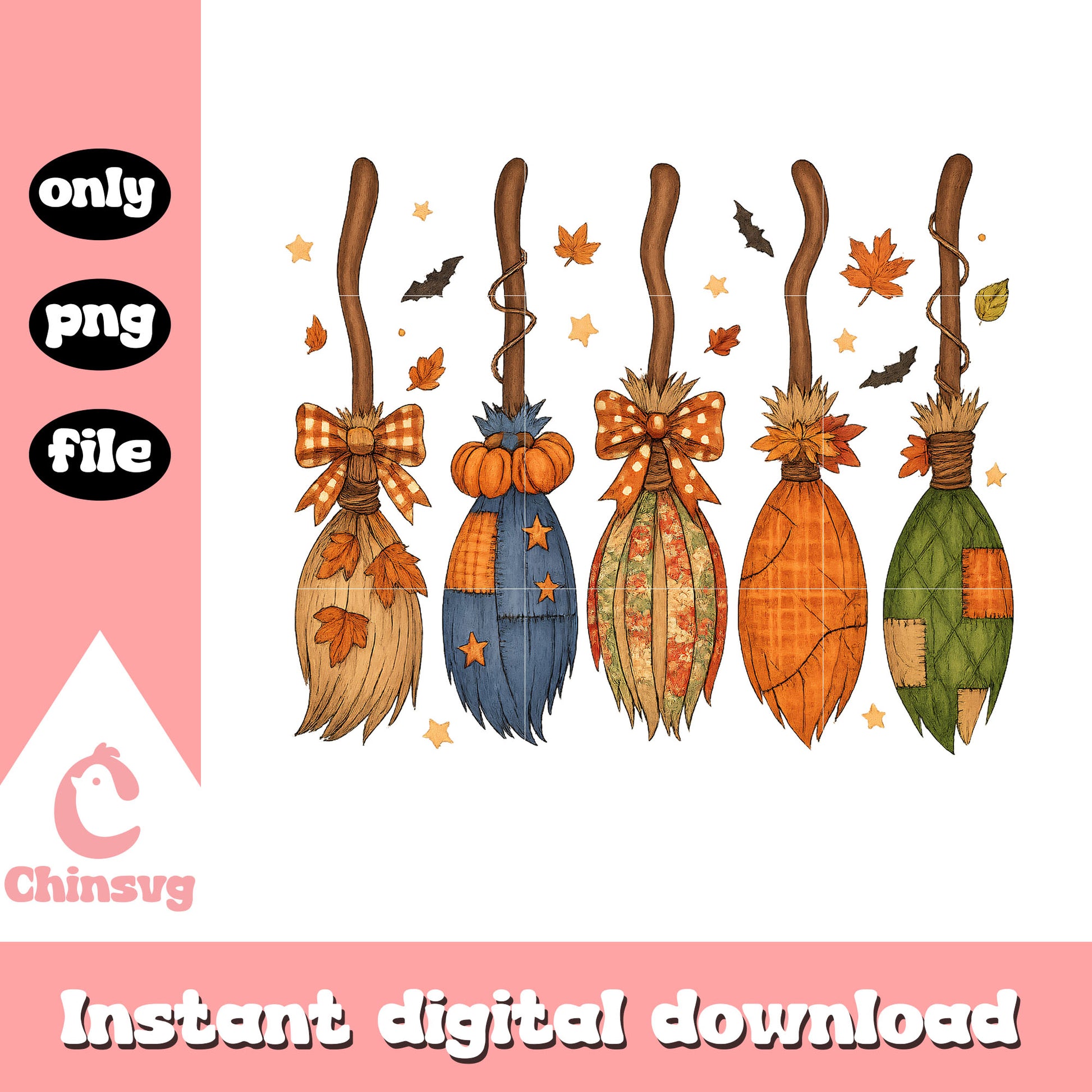 A Ggirl gotta have options patchwork witch brooms png, witch halloween png