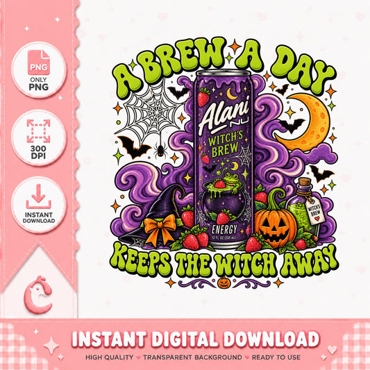 A Brew A Day Keeps The Witch Away, Halloween PNG, Energy Drink PNG