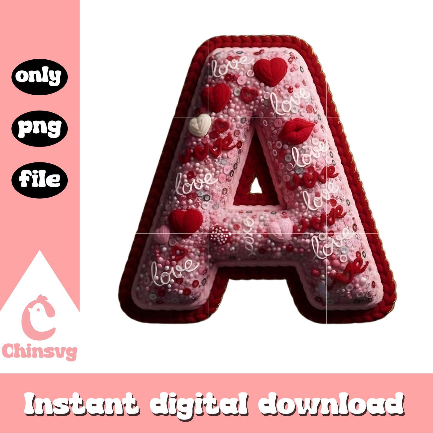 A alphabet pink valentine png, heart valentine's day​ png