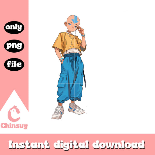 Aang modern fanart png, aang avatar png, avatar character png