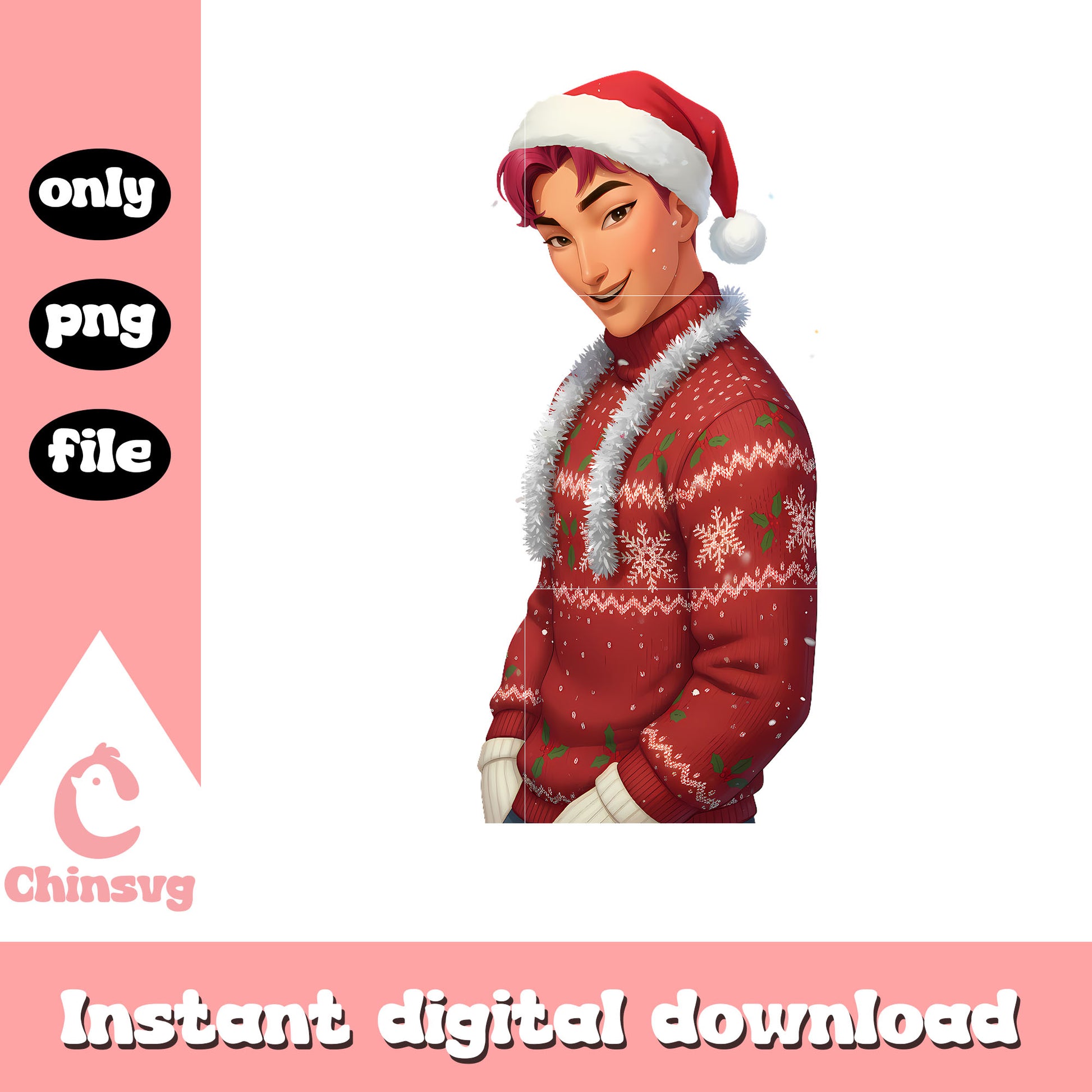 Abby character christmas sweater design png, christmas kpop png