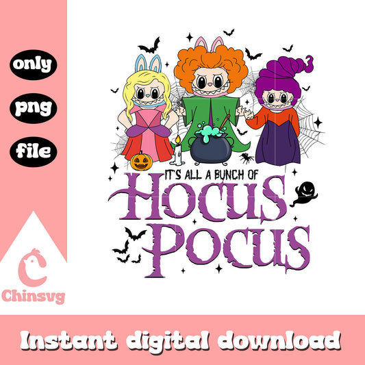 A bunch of hocus pocus halloween characters png, sanderson sisters cartoon png