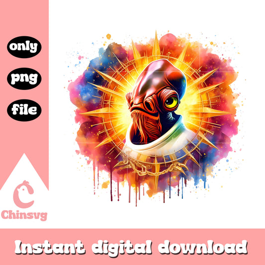 Admiral ackbar watercolor design png, star wars admiral ackbar png