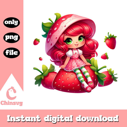 Adorable strawberry doll png, strawberry shortcake dolls png