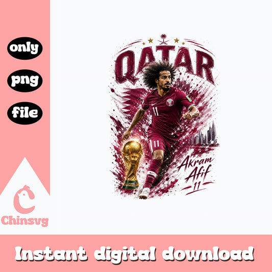 Akram Afif Qatar Football PNG, Soccer Player PNG, World Cup PNG