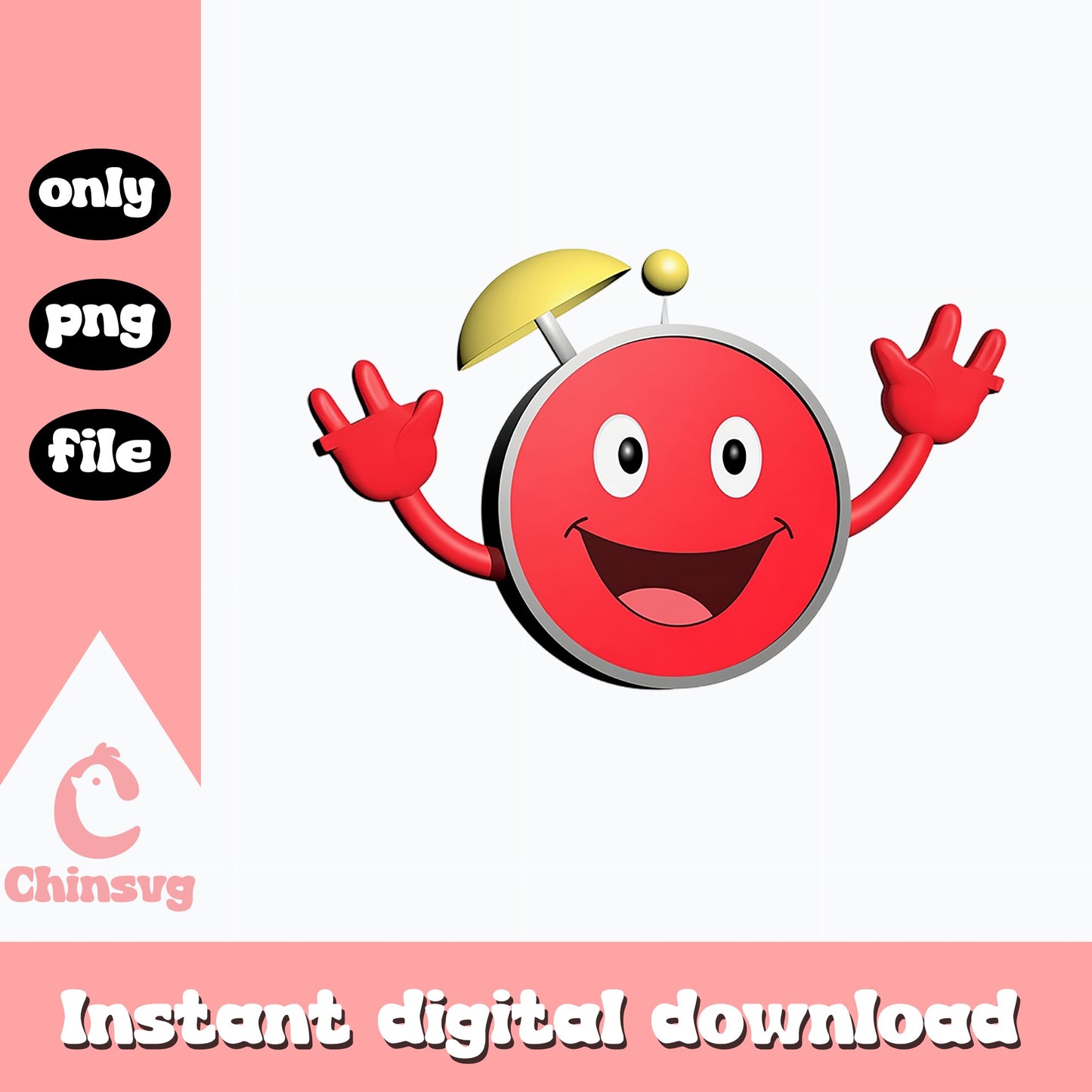Alarm Clock Cartoon Character PNG, Cute Clock PNG, Funny Clock PNG