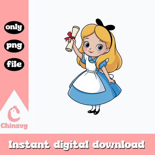 Alice In Wonderland Graduation PNG, Disney Princess PNG, Cute Clipart PNG