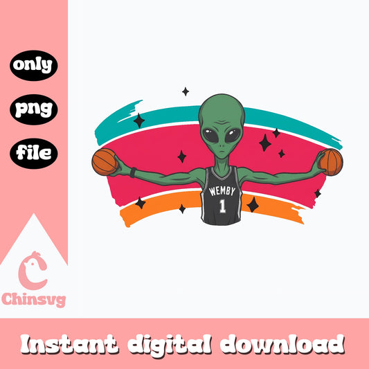 Alien Basketball Player PNG, Wemby Sports Clipart, PNG File