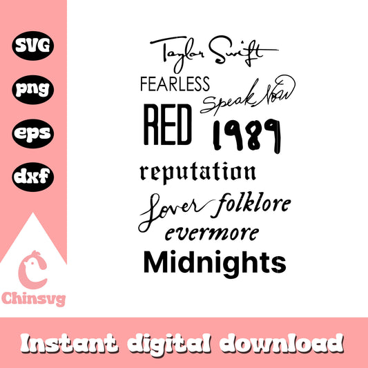All albums of Taylor Swift svg, Taylor Swift svg, eras tour svg 