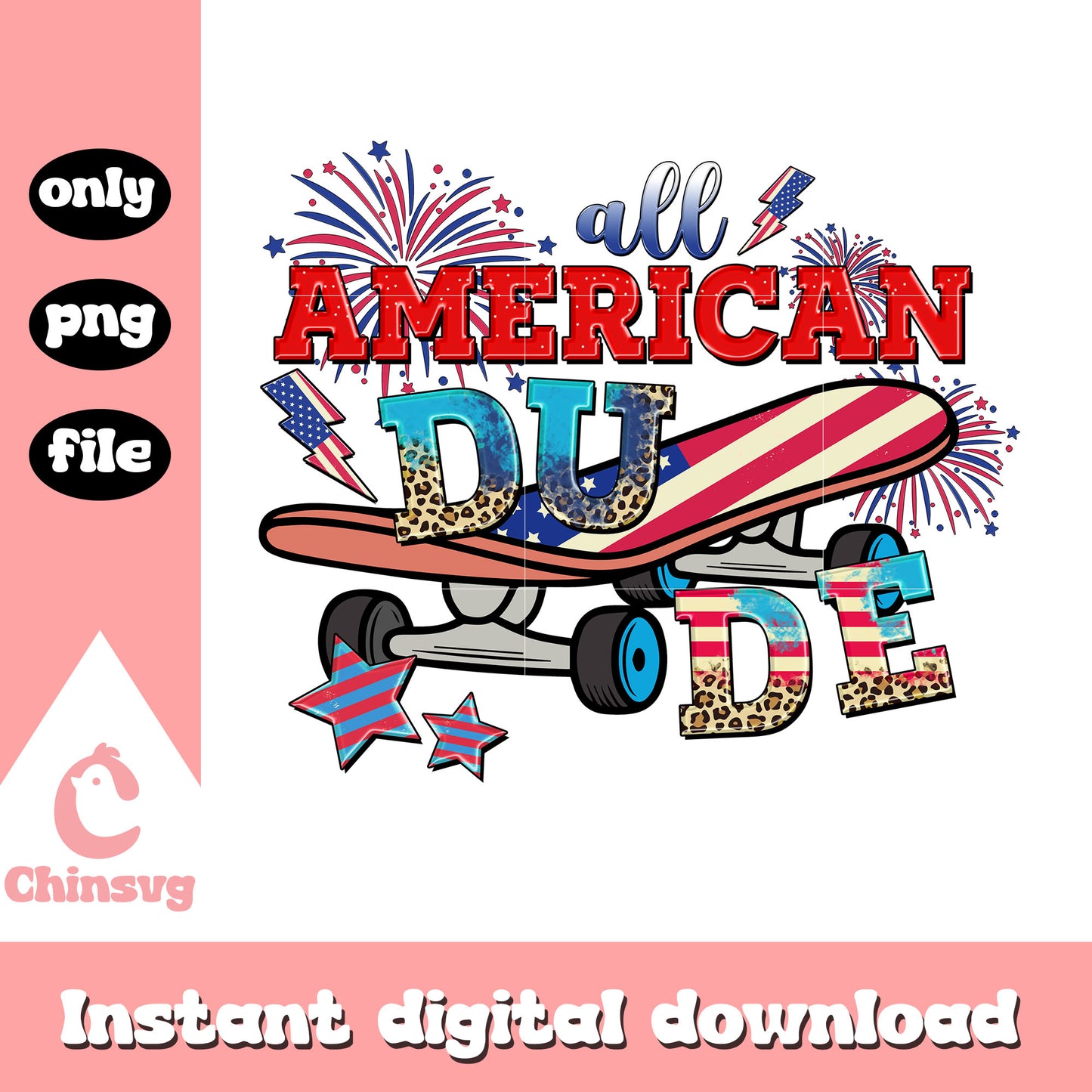 All american dude png, independence day skateboard png