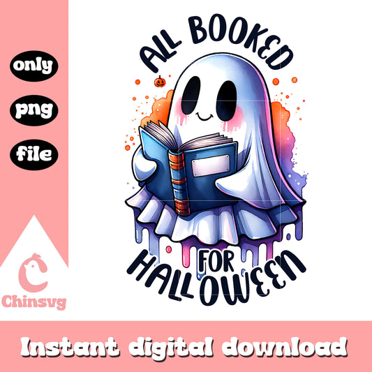All booked for halloween ghost png, halloween books​ png