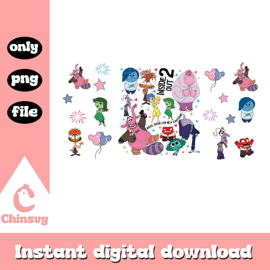 All characters in inside out cup wraps png, inside out 2 disney​ png
