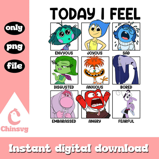 All character today i feel png, inside out 2 emotions​ png