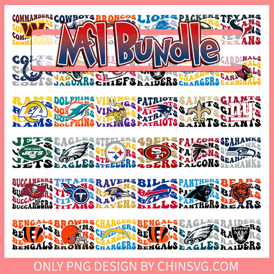 All nfl logo namde design bundle png, 32 nfl teams​ png