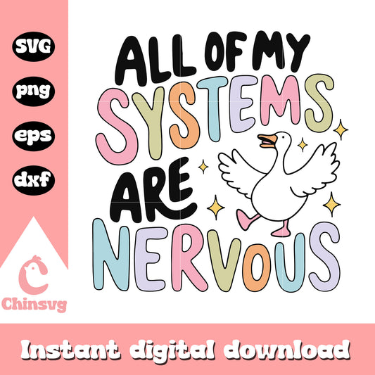 All of my systems are nervous goose funny svg, goose meme​ svg
