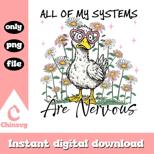 All of my systems are nervous quote png, silly goose meme​ png