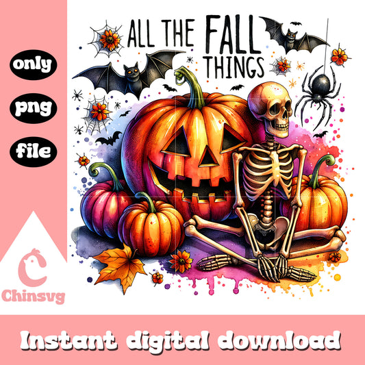 All the fall things halloween png, halloween skeletons​ png