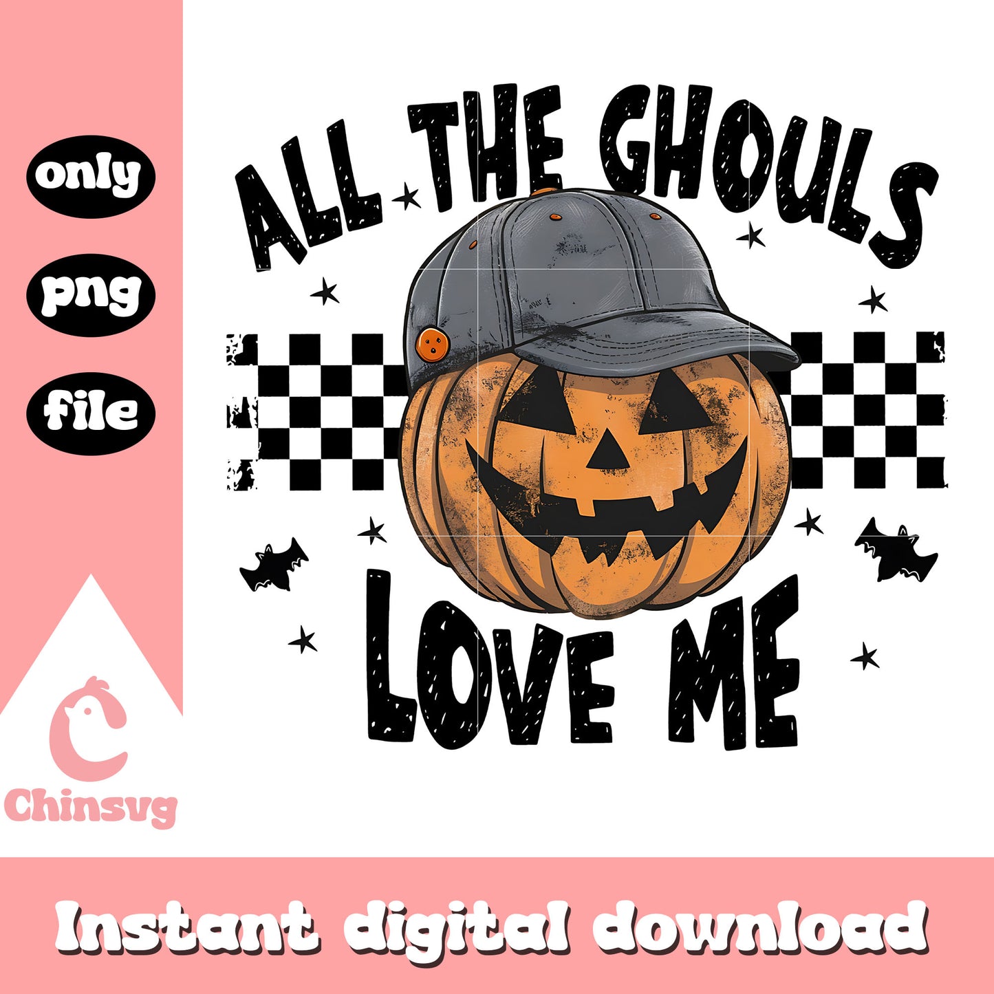 All the ghouls love me pumpkin design png, halloween decor png