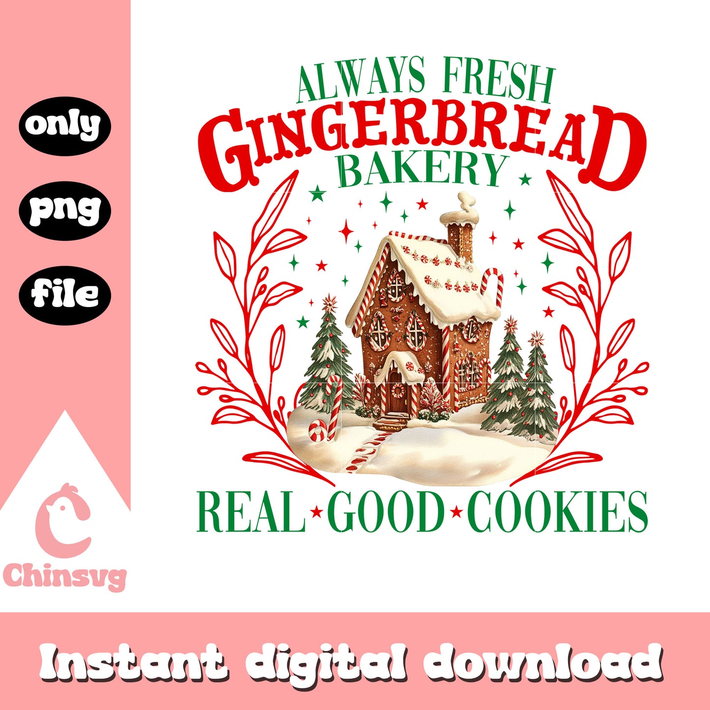 Always fresh gingerbread bakery png, cookie house png