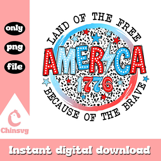 America 1776 land of the free design png, 4th of july design png