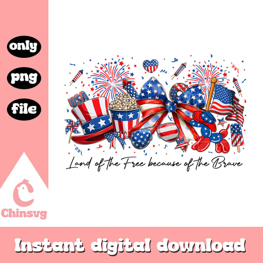 America 4th of july popcorn hat bow png, land of the free usa png