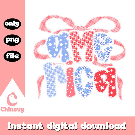 America big text red and blue coquette png, america day png