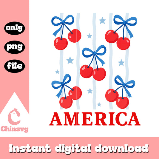 America cherries design png, 4th of july design png, freedom png