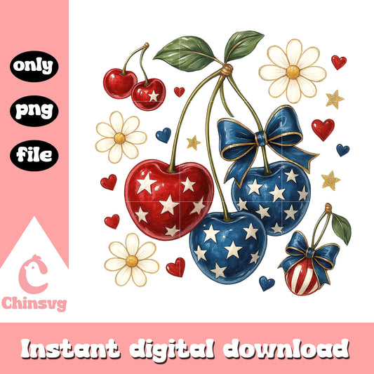 America cherrise design png, the 4th of july png, america png