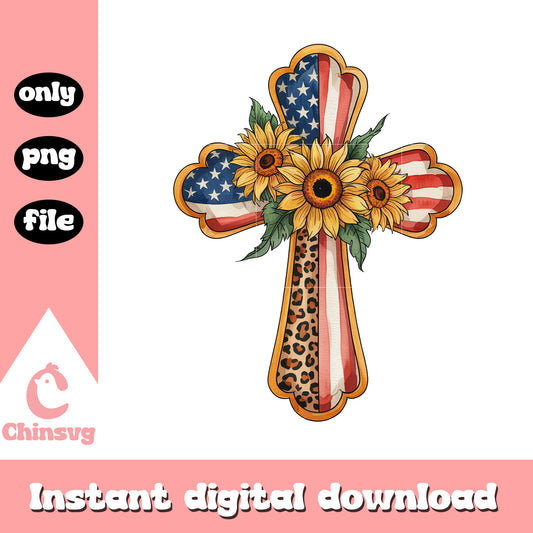 America cross 4th of july design png, cross america png