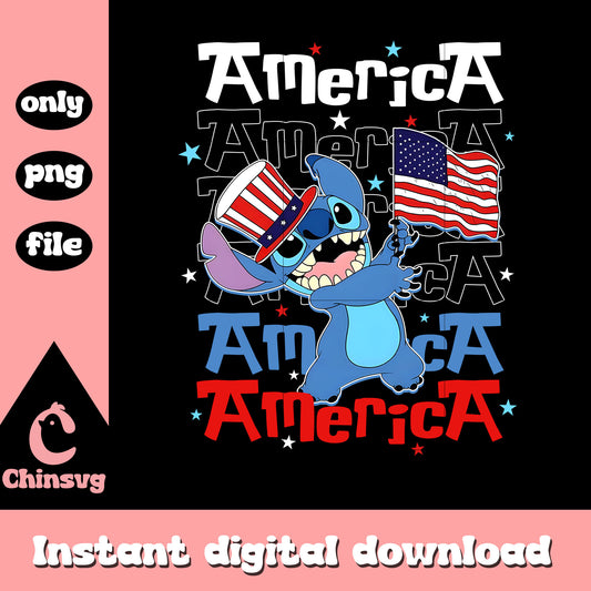 America day stitch waving flag png, stitch america flag png