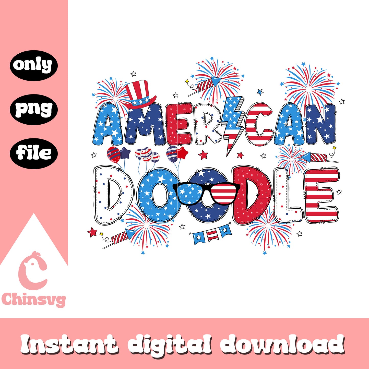 America doodle independence day png, america doodle freedom day png