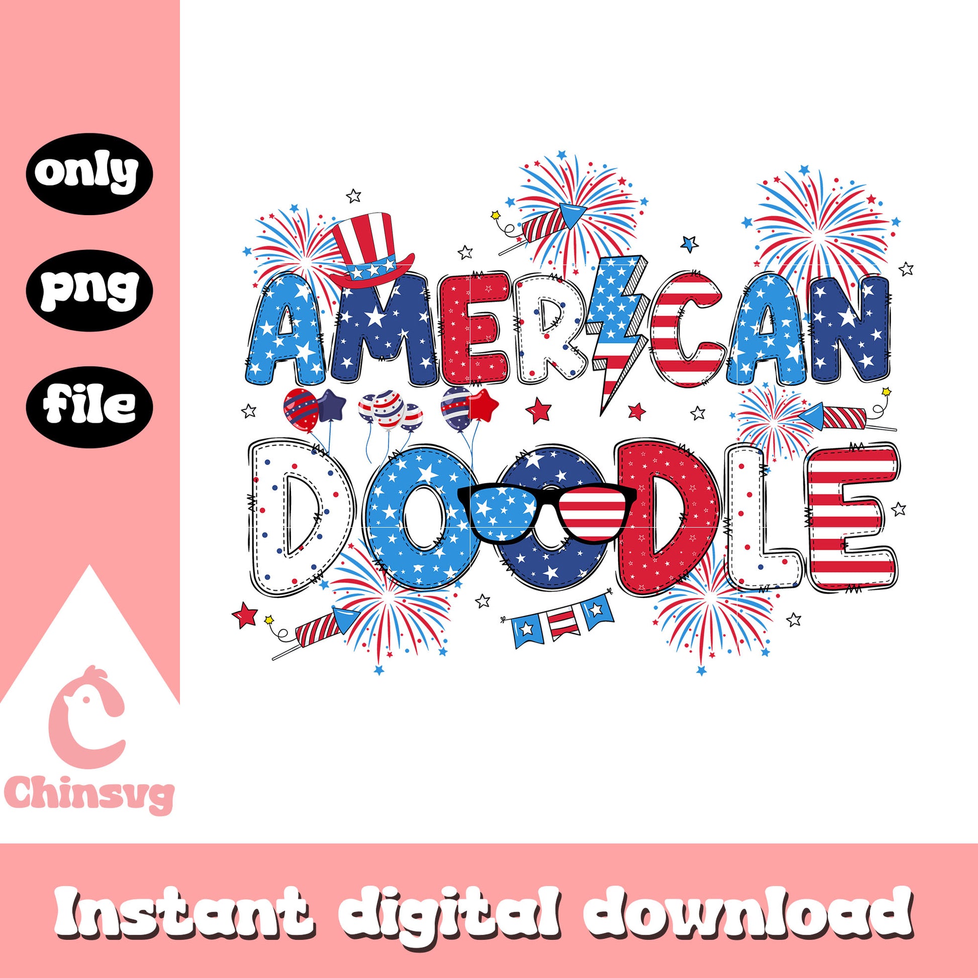 America doodle independence day png, america doodle freedom day png