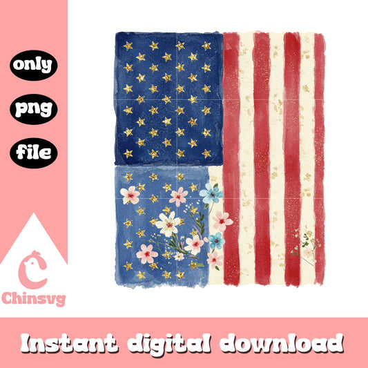 America flag flower design png, the 4th of july america png