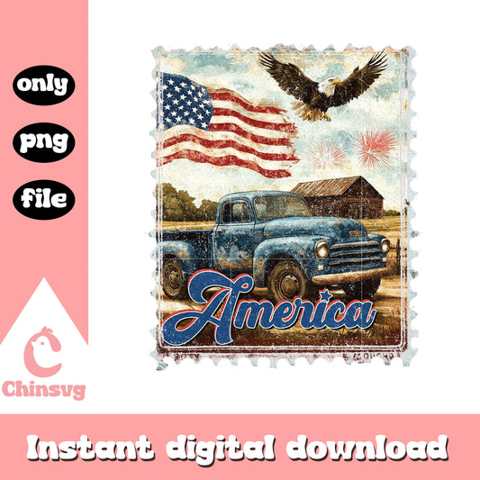 America flag retro stamp png, america stamp png, retro flag png