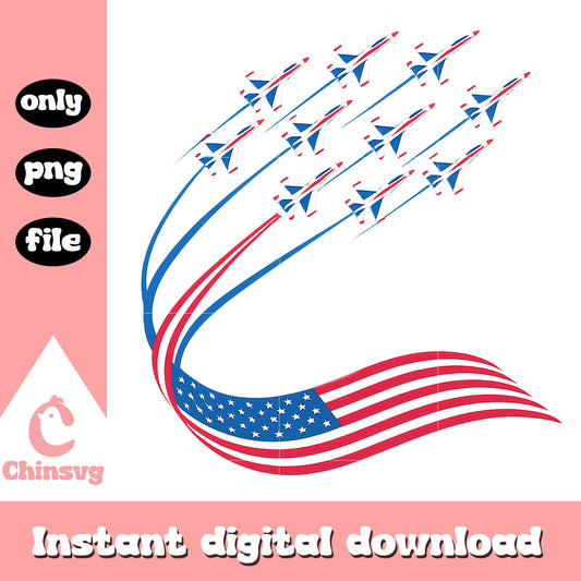 America flag with plane design png, america flag png, trending png