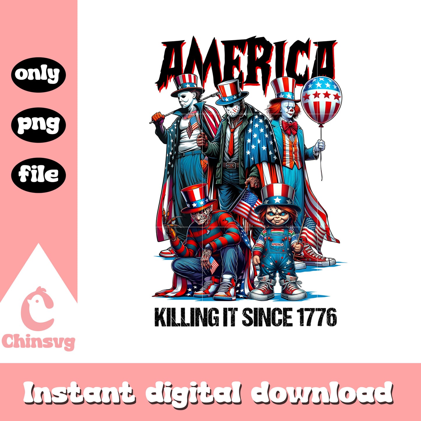 America killin it since 1776 png, horror characters png