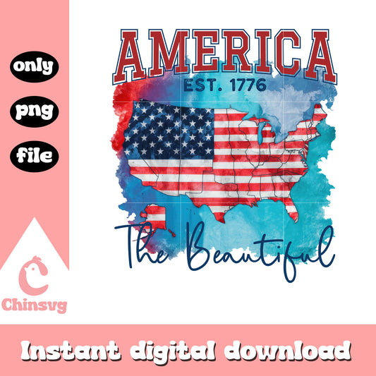 America map est 1776 the beautiful png, american map png