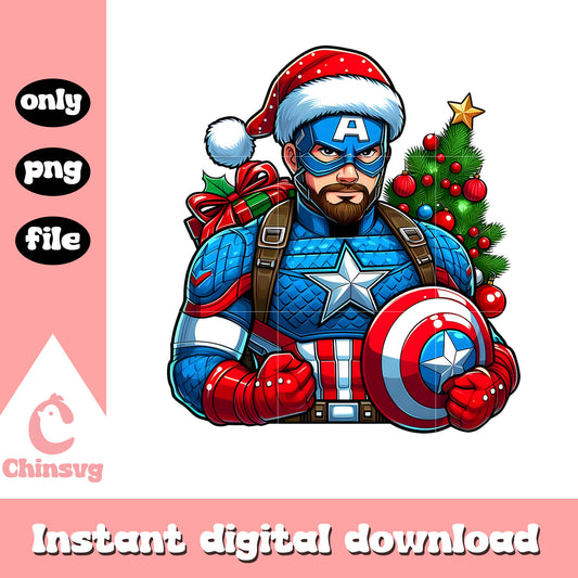 America marvel christmas gift tree png, captain america marvel png
