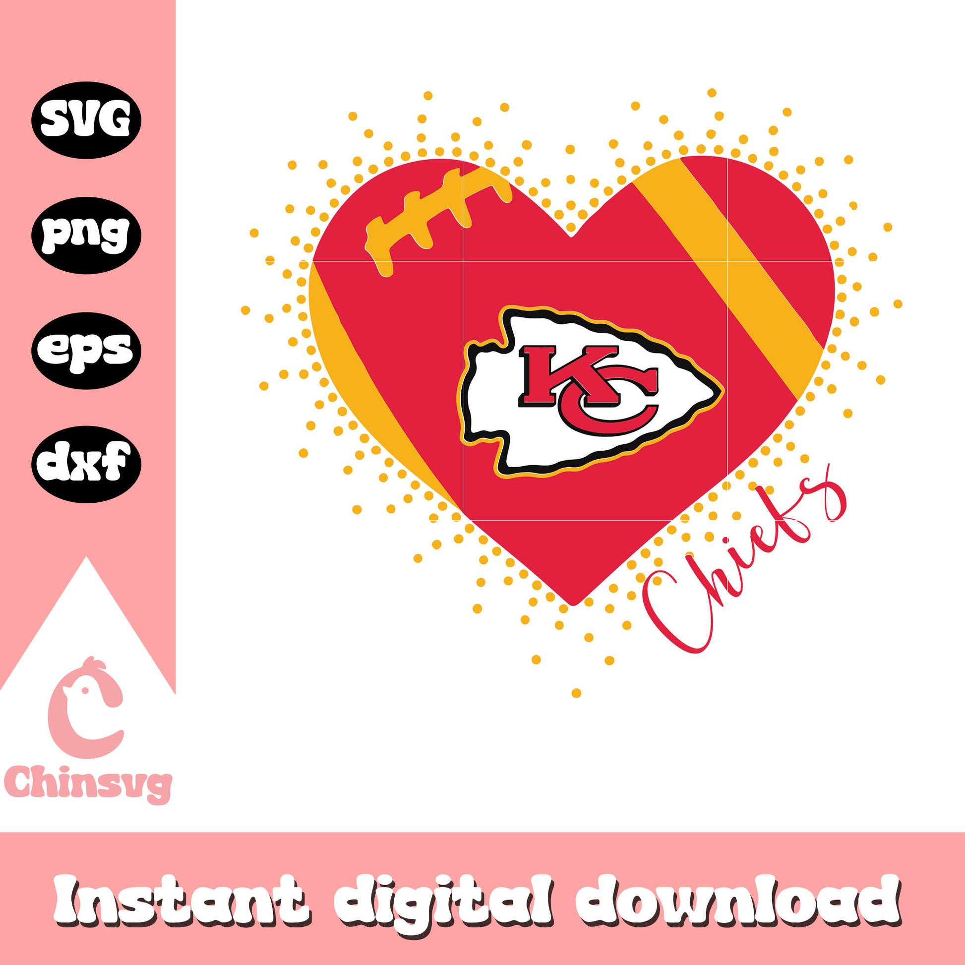 American football kansas city chiefs heart logo svg, nfl kansas city chiefs svg