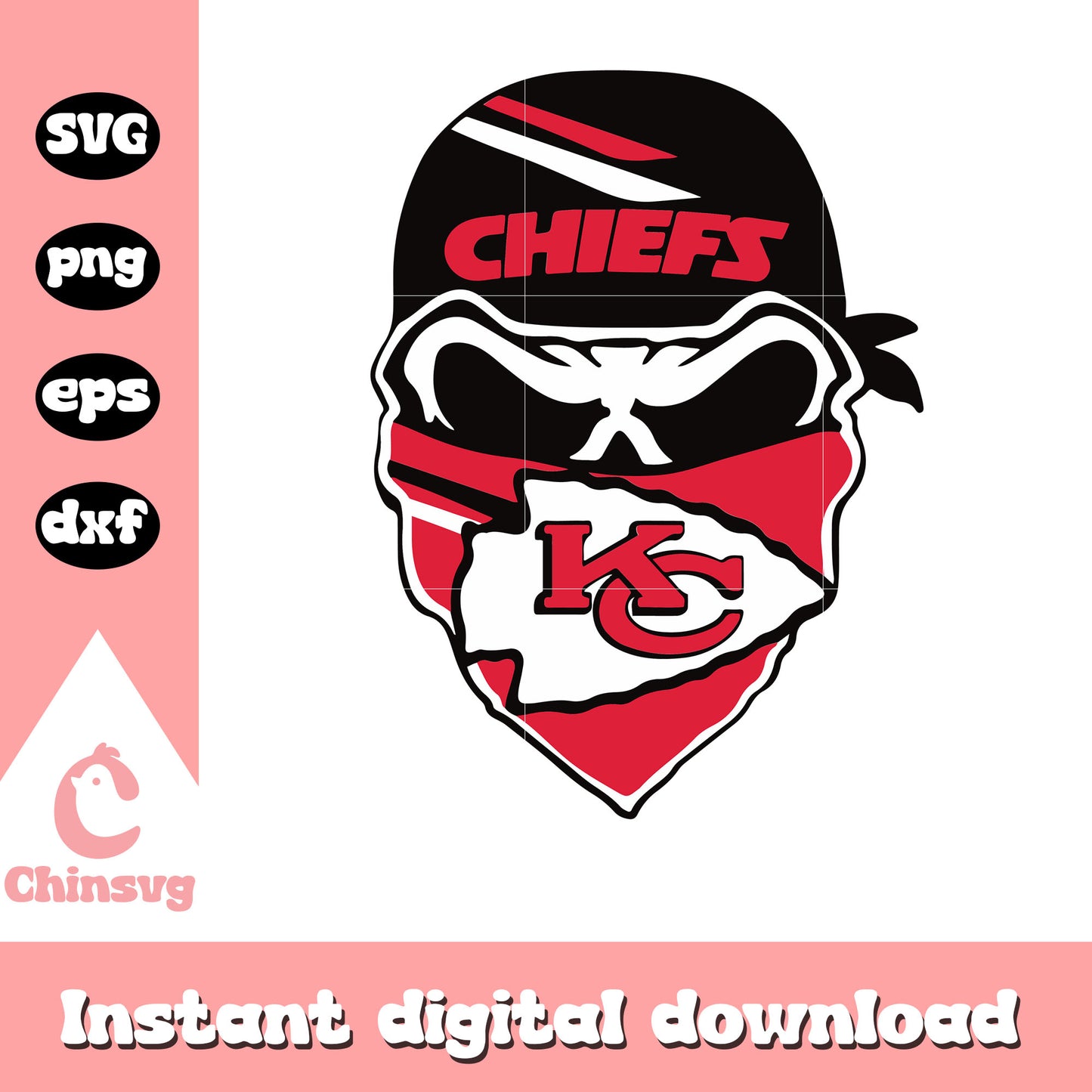 American football kansas city chiefs masked skull svg, kansas city chiefs svg