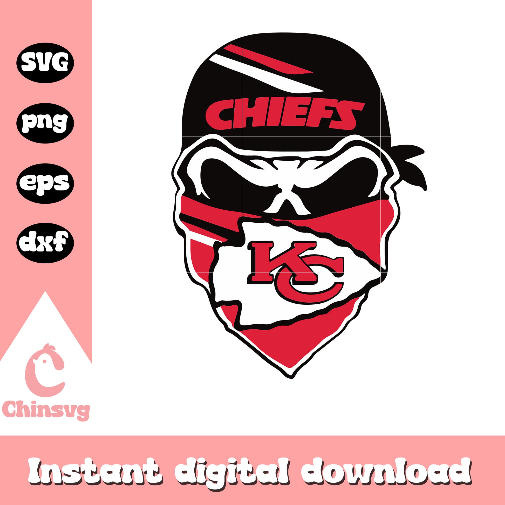 American football kansas city chiefs masked skull svg, kansas city chiefs svg