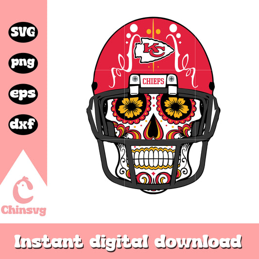 American football kansas city chiefs skull helmet flower svg, kansas city cheif logos svg