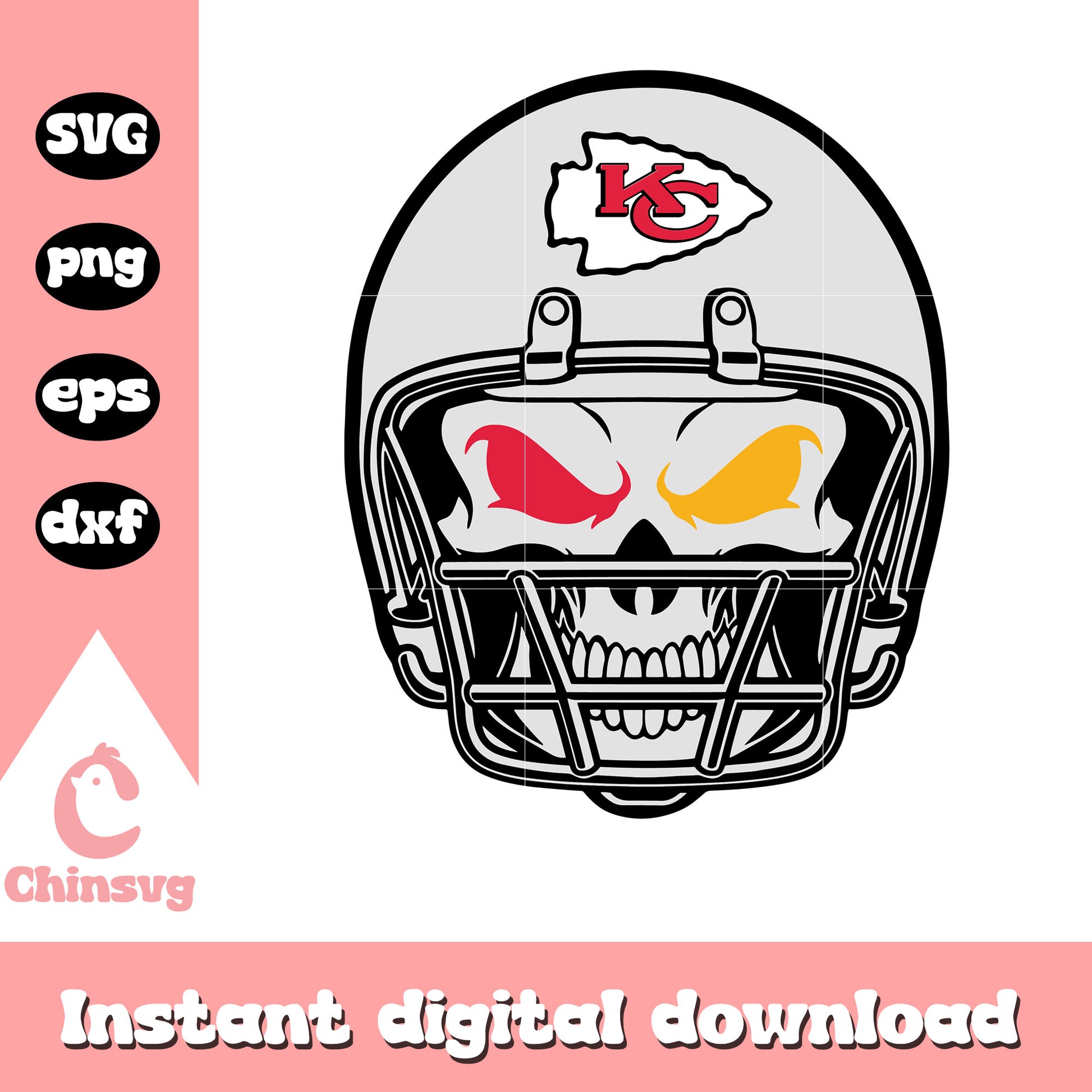 American football kansas city chiefs skull helmet svg, logo kansas city chiefs svg