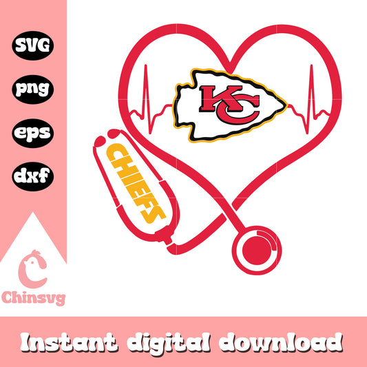American football kansas city chiefs stethoscope logo svg, kansas city chiefs svg