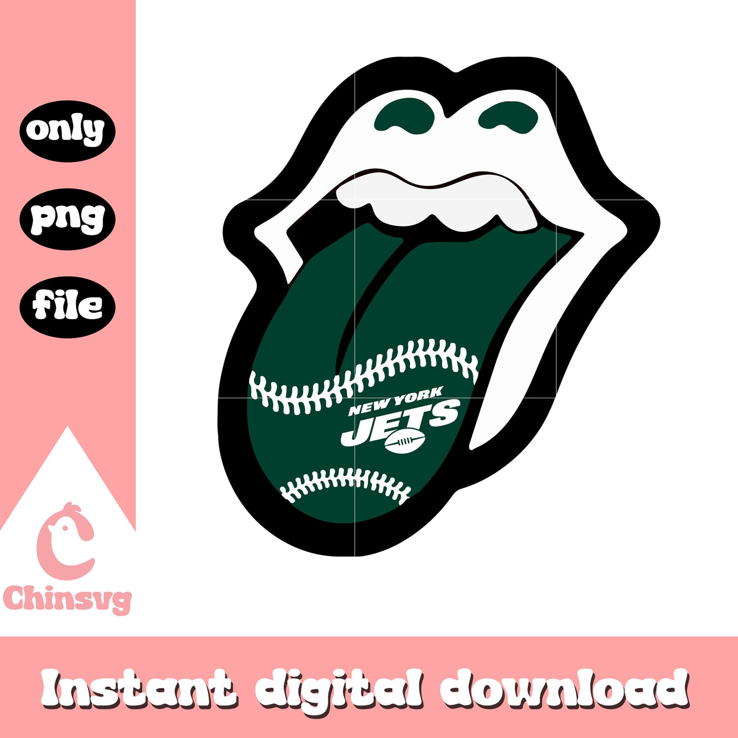 American football ny jets nfl tongue and lips svg, jets football svg