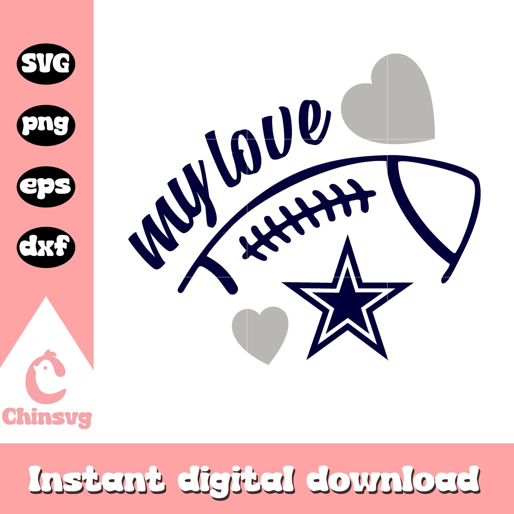 American football team dallas cowboys my love svg, dallas cowboys football team svg