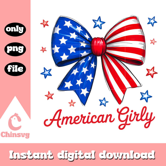 American girly coquette bow design png, america 4th of july png