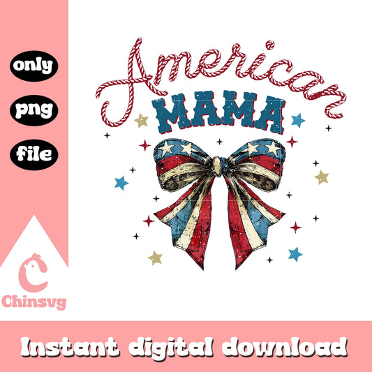 American mama coquette bow design png, 4th of july mama png