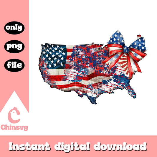 American maps with retro bow png, retro america maps png